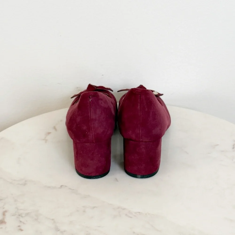 NEW Kate Spade New York Benice Burgundy Suede Block Heels Size 8